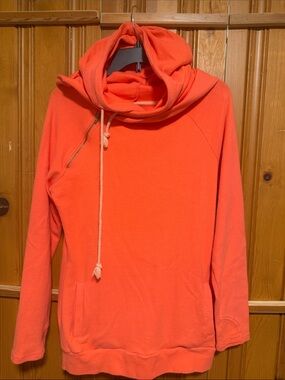 Women's Coral Drawstring Funnel Neck Hoodie